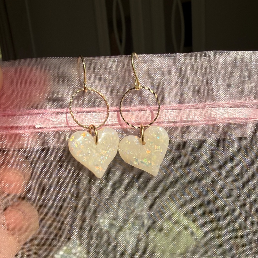 Sparkly Clay Heart Earrings